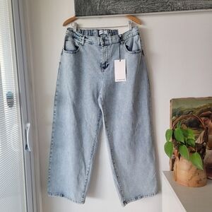 Telepatia Women's Acid Wash Light High Rise Wide Leg Jeans Size 18W